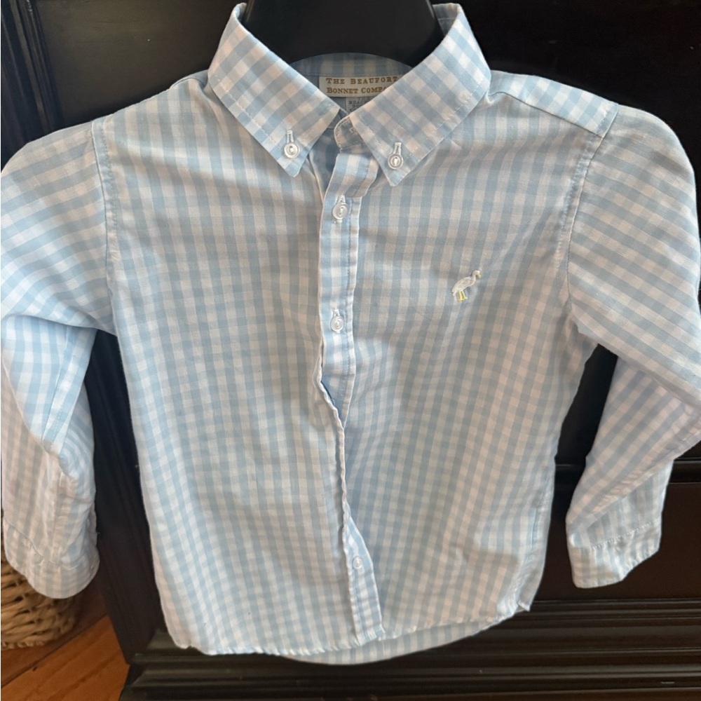 The Beaufort Bonnet Company Light Blue Gingham Kids Shirt